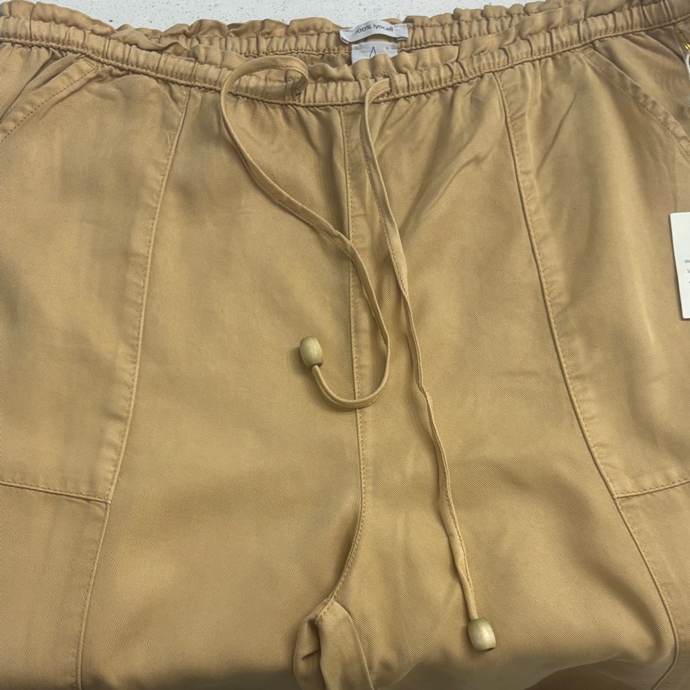 Joie Lyocell Tan Drawstring Pants Retro Bohemian Hippy Style NWT L - Picture 7 of 10
